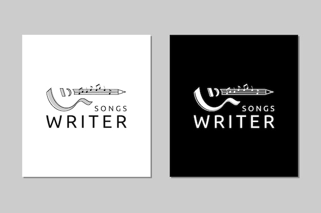 Song Writer Musician Logo Combination Guitar with Pencil and Music Note