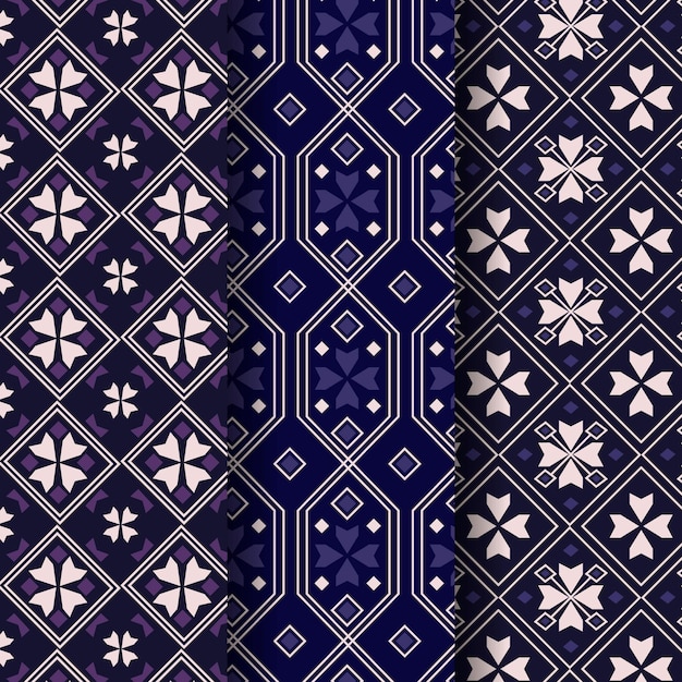 Vector songket pattern template set