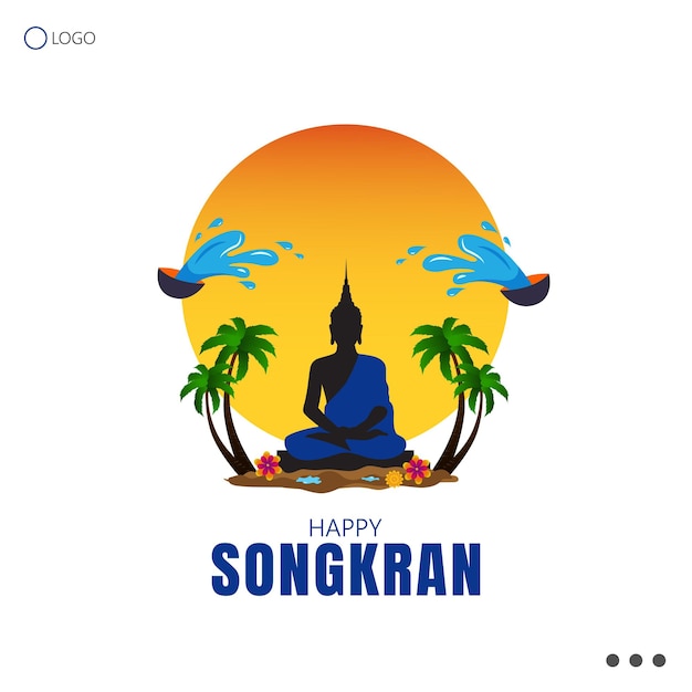 Vettore il giorno di songkran è il tradizionale capodanno thailandese celebrato con battaglie d'acqua e rituali religiosi