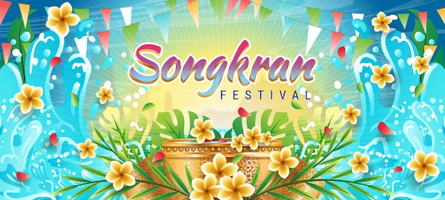 Songkran festival banner sjabloon