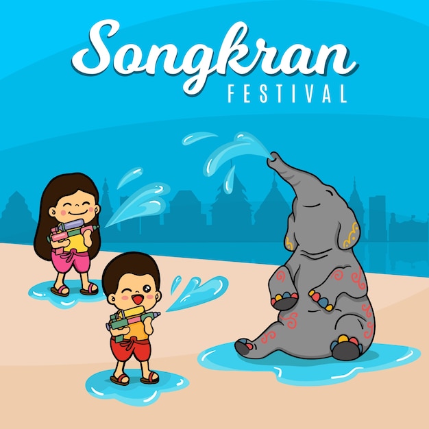 Songkran festival drawing