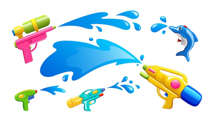 Vector ソンクラン祭りタイ水鉄砲水スプラッシュコレクションデザインは白い背景で隔離