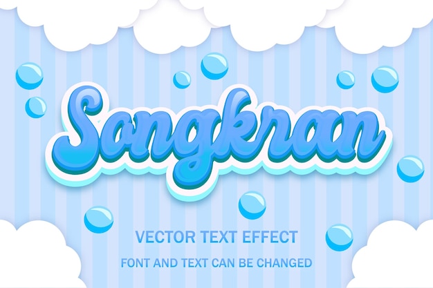 Songkran water splash 3d bewerkbare teksteffect lettertype stijlsjabloon