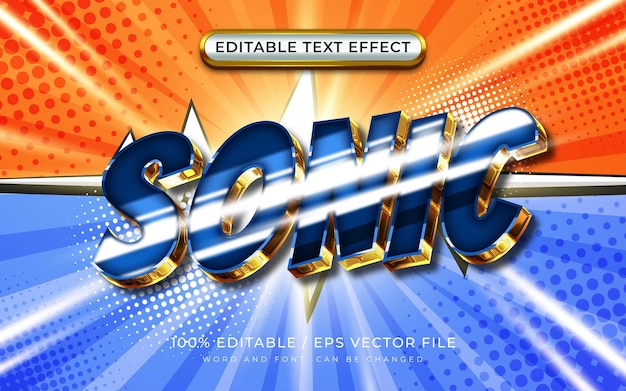 Vector sonic shiny 3d editable text effect