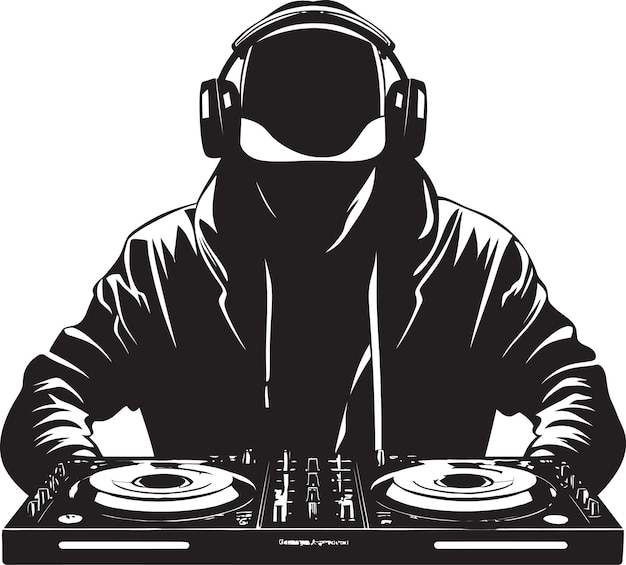 Sonic silhouette dj player icon in cool black urban pulse black dj man векторный логотип мастерство