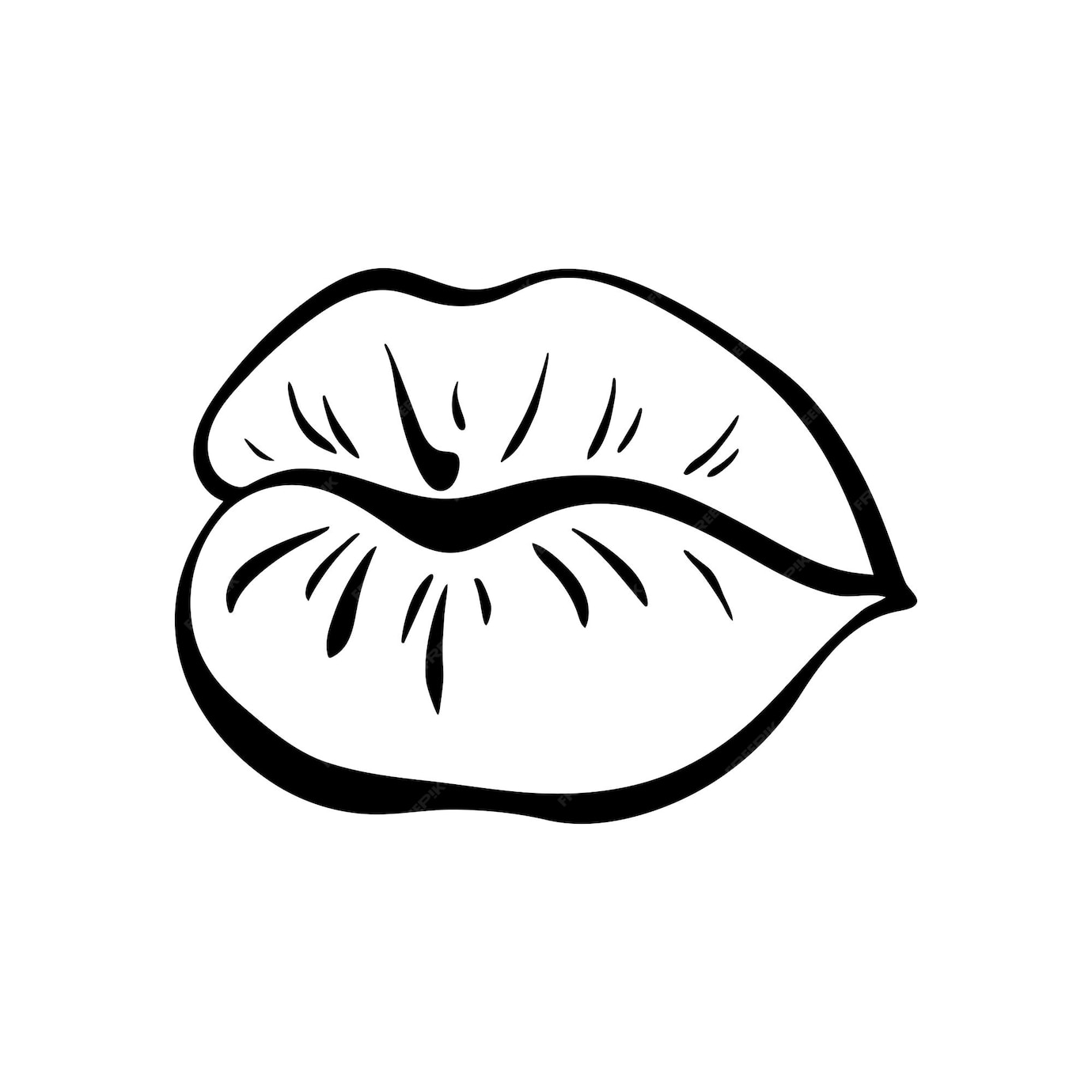 Premium Vector Sontour of female lips in retropop art style mouth