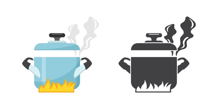 Vector sooking pot icon in flat style saucepan vector illustration on isolated background pan sign business concept