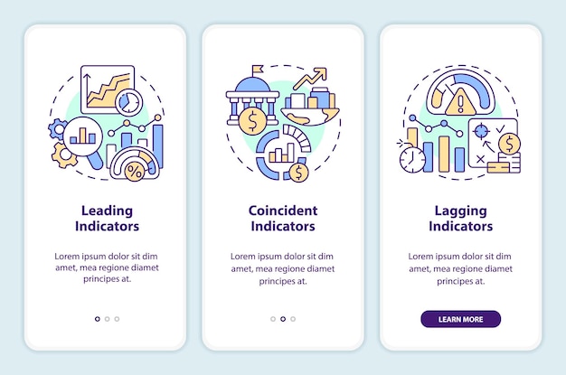 Soorten economische indicatoren op het scherm van de mobiele app