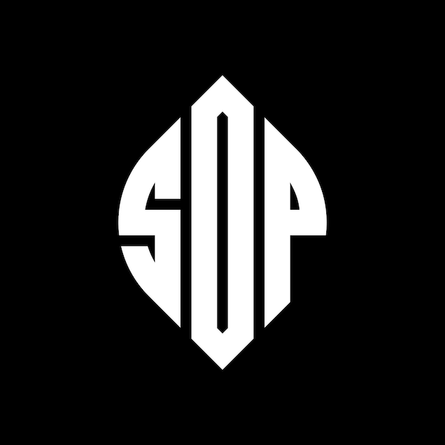 SOP 円形の文字のロゴデザイン 円形と円形の形の文字 SOP エリプス形の文字 タイポグラフィックなスタイルの文字 3つのイニシャルが円形のロゴを形成する SOP サークルエンブレム アブストラクト モノグラム 文字マーク ベクトル