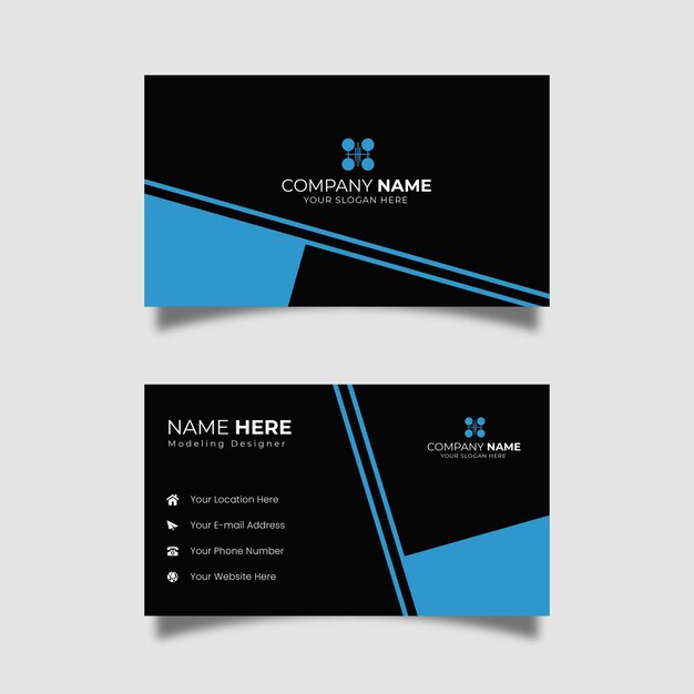 Sophisticated Blue and Black Business Card Layout