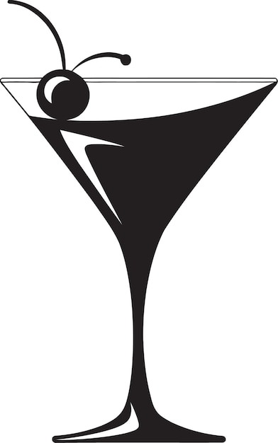 Sophisticated Sips Vector Black Cocktail Icon Stylish Refreshment Black Cocktail Vector Iconic Symb