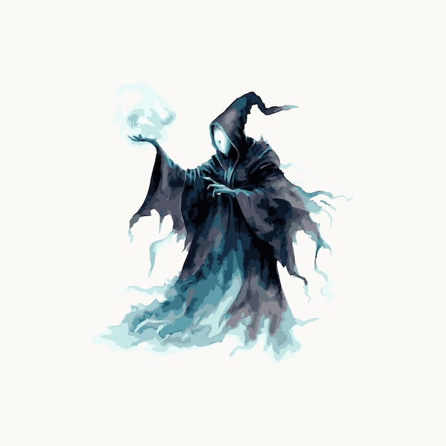 Vector sorcerer making a magic spell