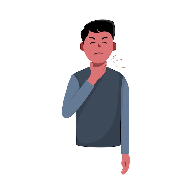 sore throat character vector illustration