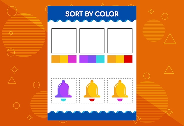 어린이용 색상별 정렬 워크시트 학교 및 유치원 프로젝트에 적합 교육용 워크시트
