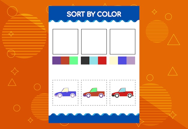 Sort by color worksheet for kids Good for school and kindergarten projects Educational worksheet