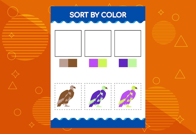 Sort by color worksheet for kids Good for school and kindergarten projects Educational worksheet