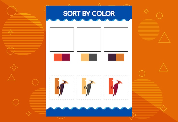 Sort by color worksheet for kids Good for school and kindergarten projects Educational worksheet