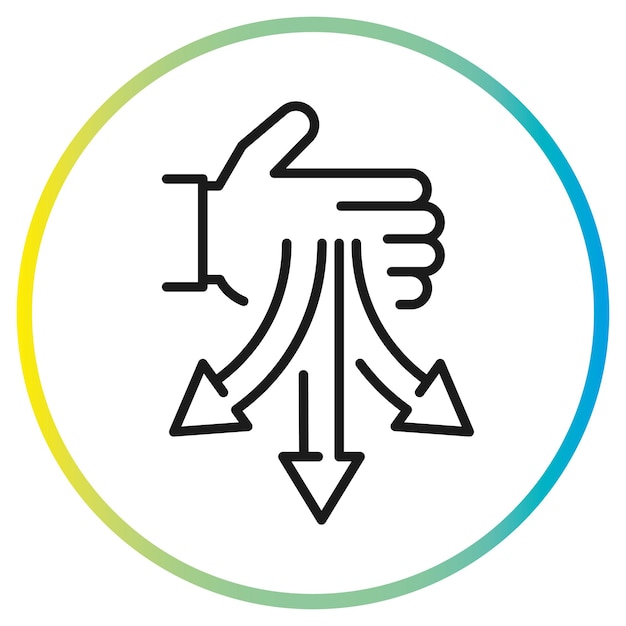 sort the garbage icon waste recycling process hand with three direction arrows thin line symbol