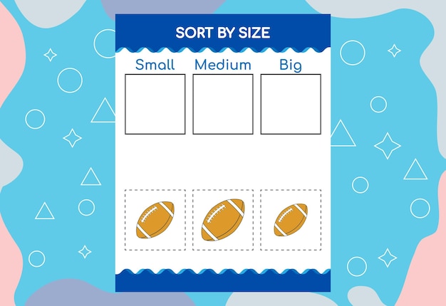 Vector sort images by size educational worksheet for kids