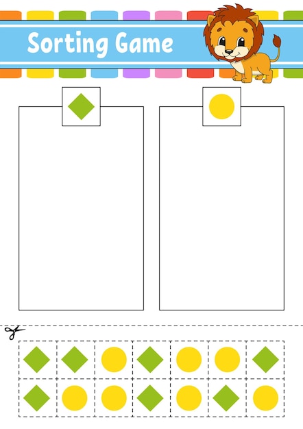 Sorting game for kids Cut and glue Education developing worksheet Matching game for kids