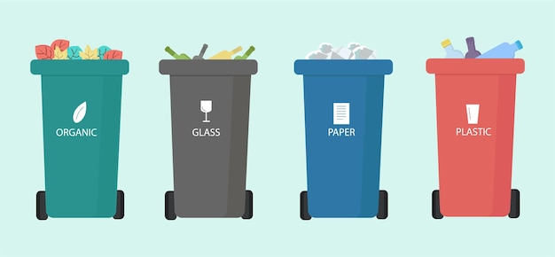 Vector sorting garbage by templates for use in website design