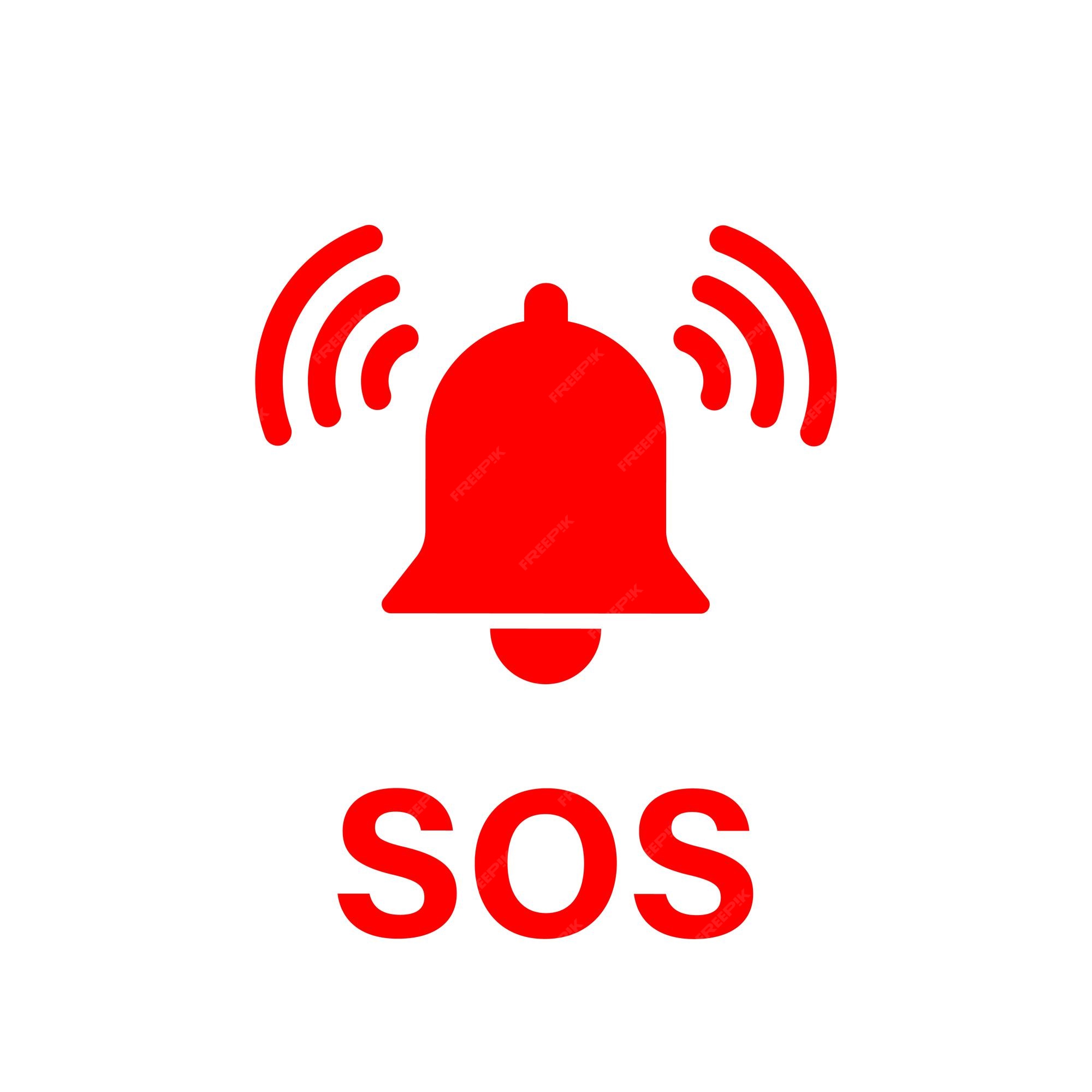 Значок звонка sos. вектор изолированных аварийной сигнализации помогает  подписать символ. сигнал sos. фондовый вектор. eps 10 | Премиум векторы