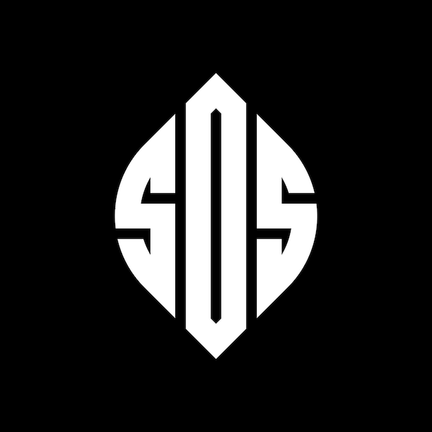 원과 타원 모양의 S.O.S. 엘립스 문자 로고 디자인, 타이포그래피 스타일의 S.A.S. 타원 문자 세 개의 이니셜이 원 로고를 형성합니다.S.O.R. 원 블렘, 추상 모노그램, 글자, 마크, 터