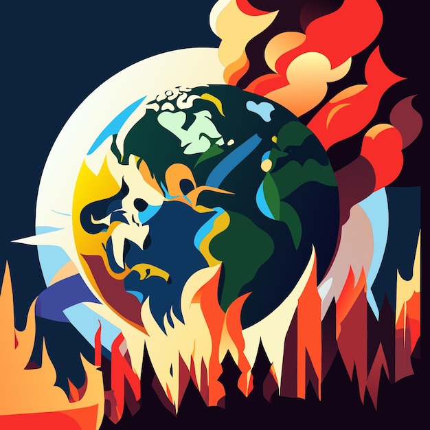 Vector sos for earth burning globe art