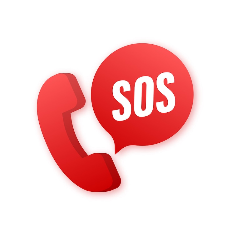 Вектор экстренный вызов sos. звонок 911. крик о помощи. векторная иллюстрация штока.