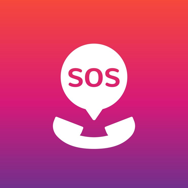 Вектор значок экстренного вызова sos для интернета