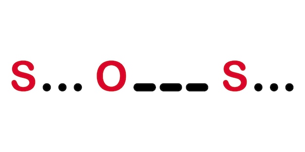 SOS illustration in international Morse code. Red letter SOS. Vector icon Morse code.