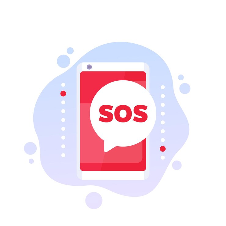 Вектор значок сообщения sos с телефоном
