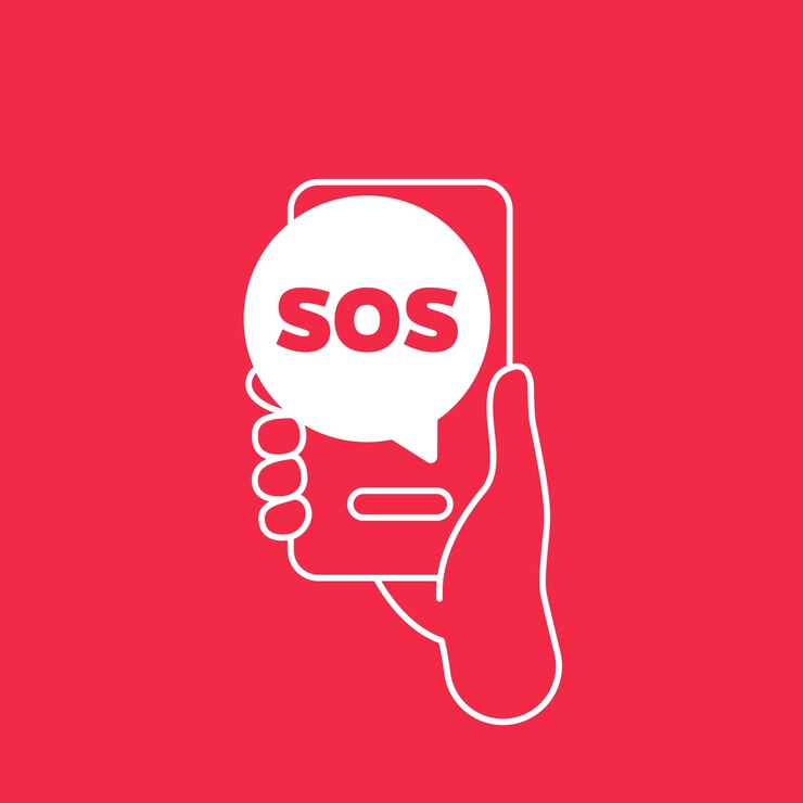 Вектор sos-сообщение в телефоне, векторный icon