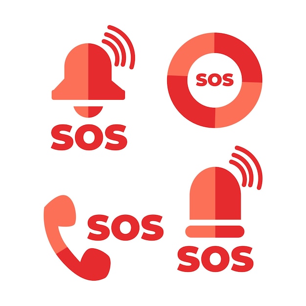 SOS warning icon vector set design