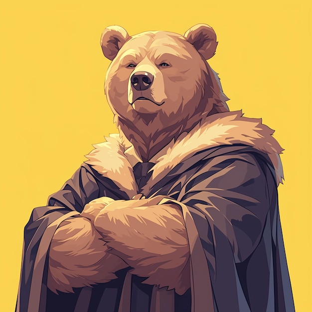 A soulful bear judge cartoon style