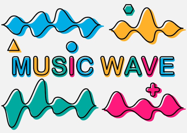 Icona del colore dell'onda audio audio ampiezza del rumore di vibrazione frequenza del ritmo musicale segnale radio logo di registrazione vocale onda sonora illustrazione vettoriale