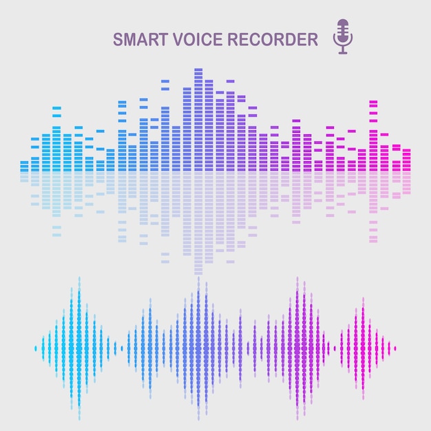 イコライザーからの音波。カラースペクトルの音楽周波数。