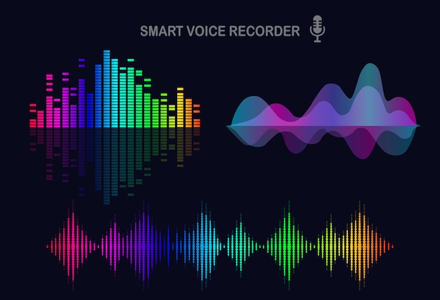 イコライザーからの音響波。色スペクトルの音楽周波数。