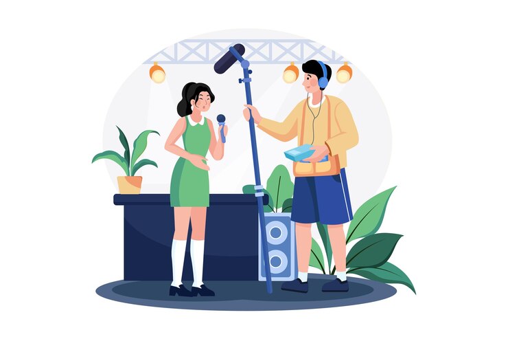Vector 사운드 엔지니어는 청각 환경을 완성하고 있습니다.