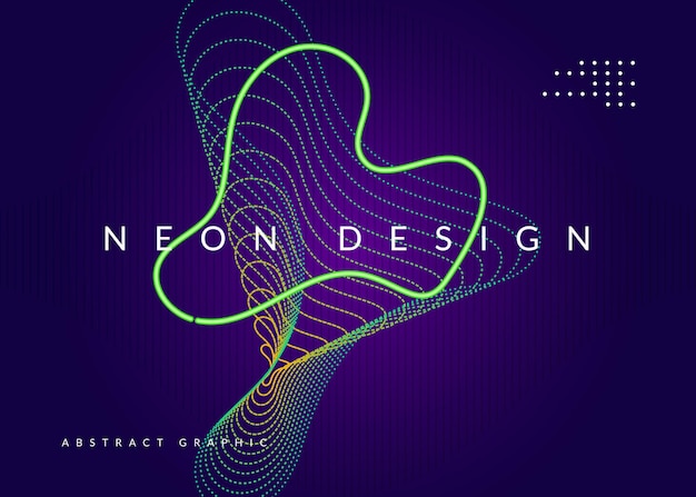 사운드 플라이어. 멋진 쇼 커버 디자인. 동적 유체 모양과 선. 네온 사운드 플라이어.