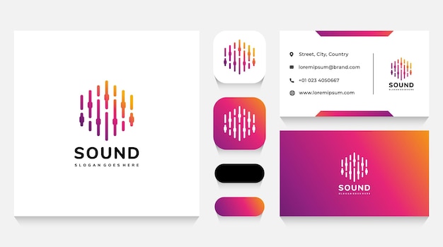 Sound hive logo-sjabloon en visitekaartje