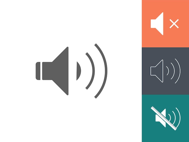 ベクトル トレンディなフラット スタイルのサウンド アイコン。色とサイズが簡単に変更できるシンプルなスピーカー アイコン。ベクター