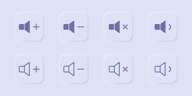 Sound icons set in neumorphism style Vector graphic element Volume symbol collection