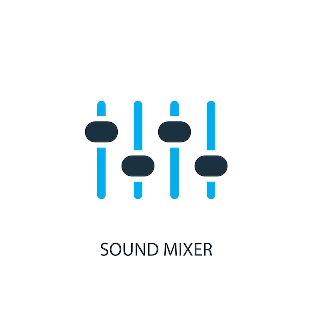 サウンドミキサーアイコン。ロゴ要素のイラスト。 2色コレクションのサウンドミキサーシンボルデザイン。シンプルなサウンドミキサーのコンセプト。 webおよびモバイルで使用できます。