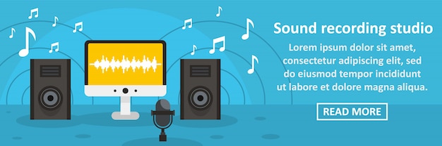 Sound recording studio banner template horizontal concept