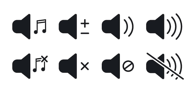 ベクトル 音量アイコンセット 音量アイコン スピーカーアイコン 音量コントロールオンオフ