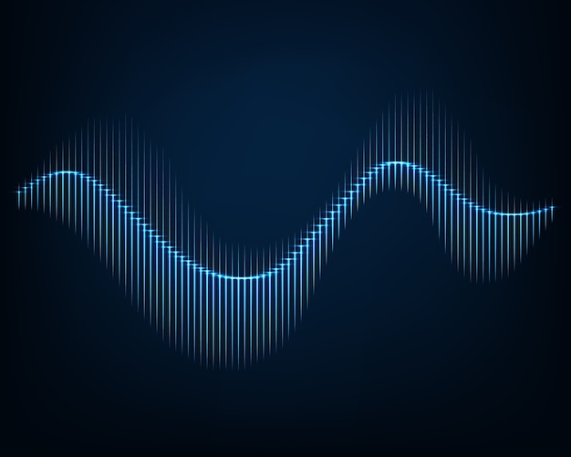 Sound wave. Abstract background of glowing curve lines.