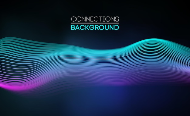 Sound wave audio abstract background network connections music wave pulse blue technology background