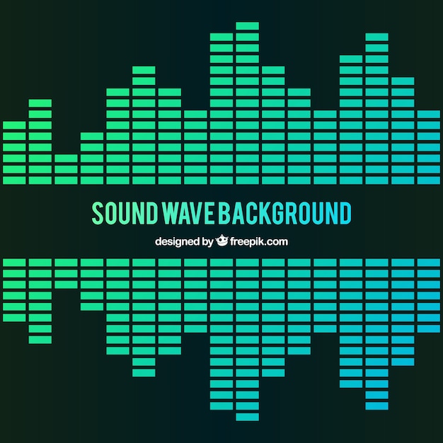 Vector sound wave background in green tones