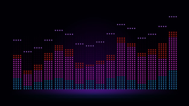 Vector sound wave display of equalizer in vivid color. illustration about dynamic of audio from electronic equipment.